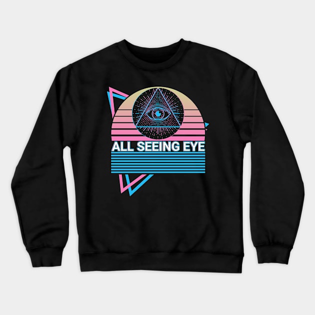 All Seeing Eye Illuminati Retro Gift Crewneck Sweatshirt by Alex21